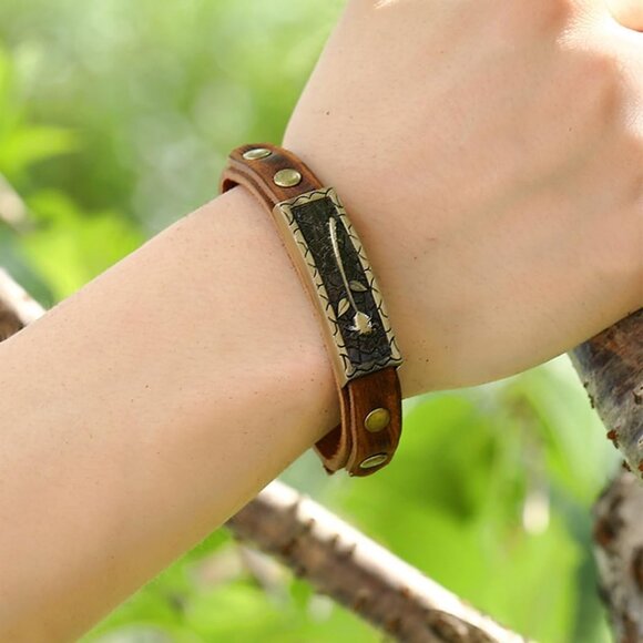 Handmade Boho Leather Bracelet | Adjustable Vintage Wrap for All Occasions - Picture 2 of 7